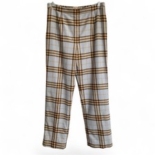 Vintage Wool Pants Trousers Women Size 6 Blue Brown Plaid Etcetera Lined Preppy