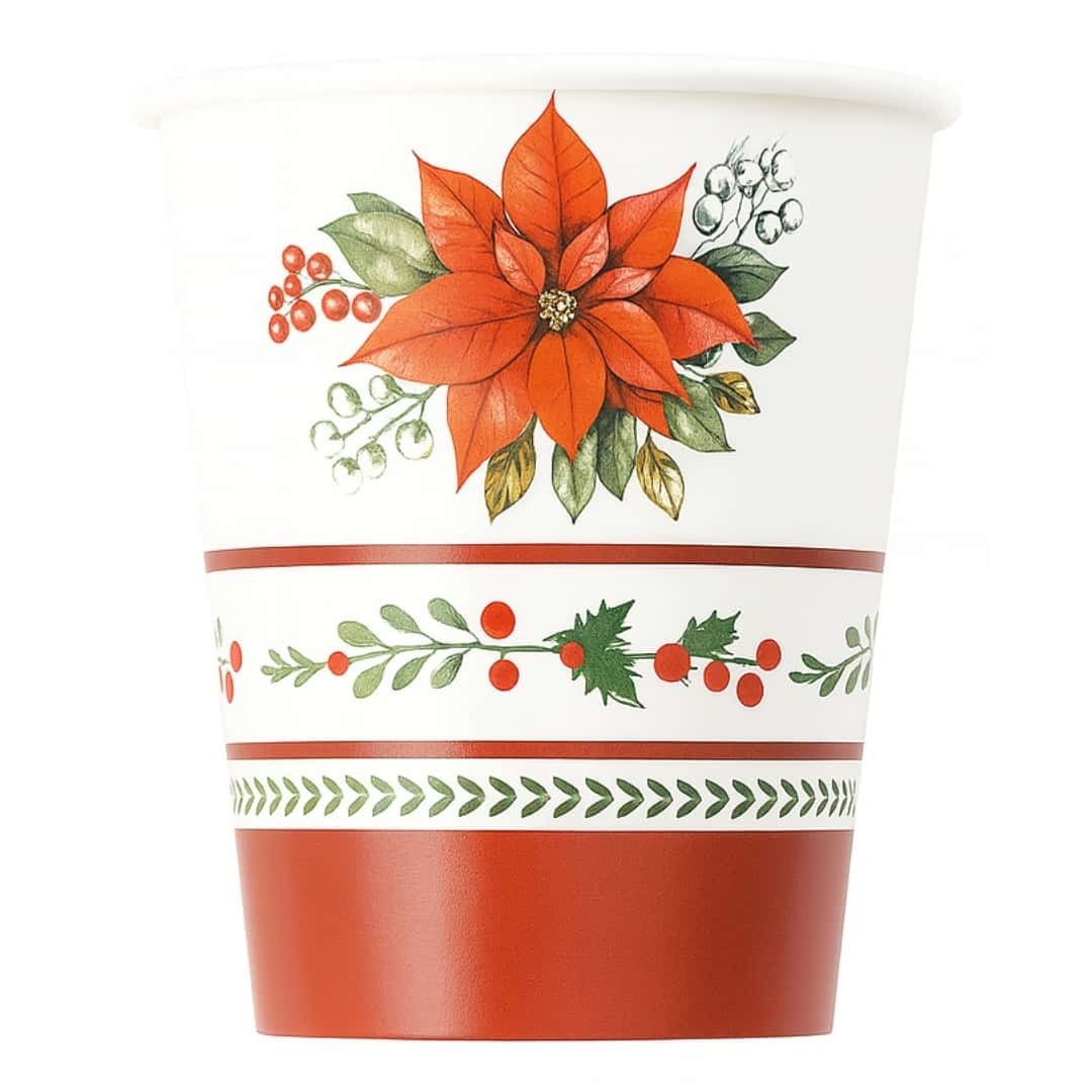 Red Christmas Glasses Royal Cardboard 250 CC 8 Pcs - Givi - Christmas