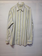 Claiborne Mens Striped 100 Cotton Breathable Long Sleeve Button Shirt XL