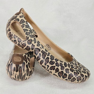 Crocs Kadee Ballet Flats Womens 9 Leopard Cheetah Animal Print Slip On 11710