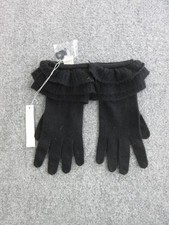 White + Warren Gloves Womens One Size Black Cashmere Side Ruffle Knit Winter
