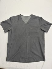 FIGS Technical Collection Women's V-Neck Medical Scrub Top Solid Gray M