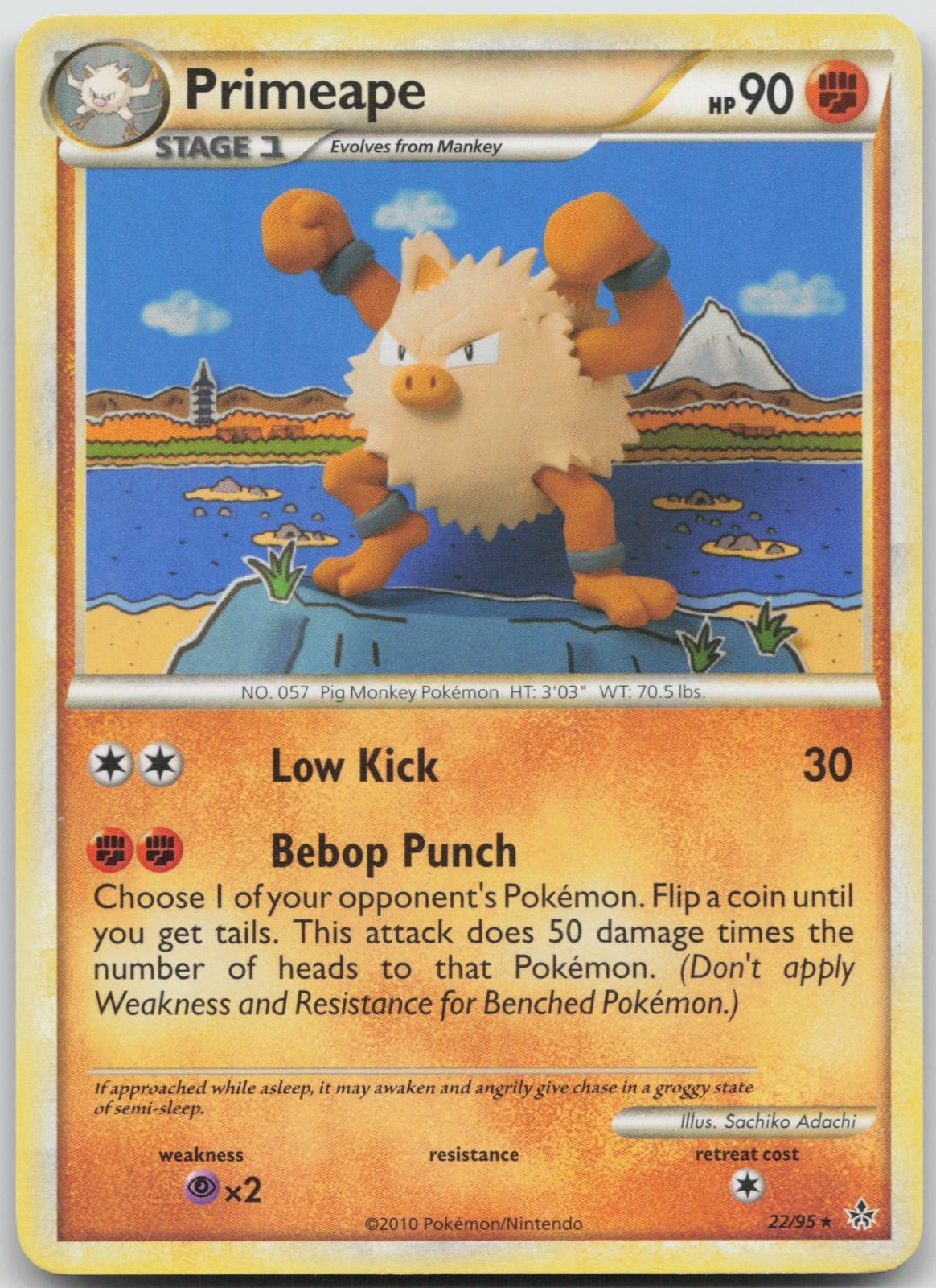 MP Primeape 22/95 Rare Sachiko Adachi HGSS Unleashed Pokemon 2010