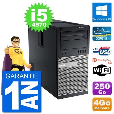 PC tour DELL 7020 Intel Core i5-4570 RAM 4Go Festplatte 250Go Windows 10 Wifi