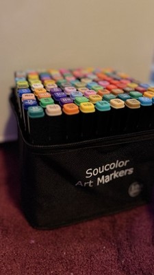 Soucolor Art Markers Set Multicolor Solid Finish with Case Assorted Colors