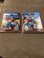 Smurfs 1 & 2 in 3D (Blu-ray 3D+Blu-ray+DVD, 2013) w/Lenticular Slipcover