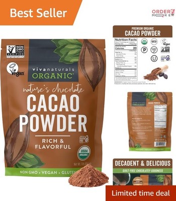 Organic Cacao Powder 1lb Unsweetened  Gluten-Free Baking & Smoothies