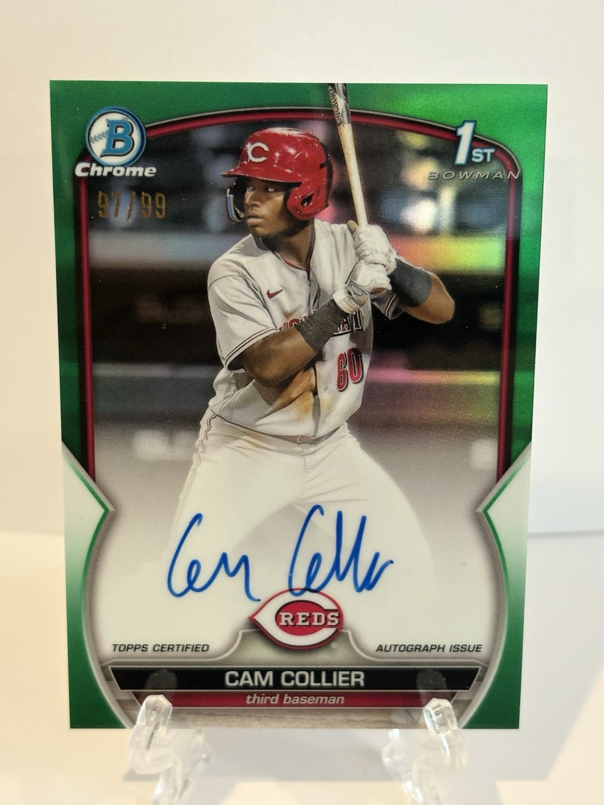 2023 Bowman CPA-CC Cam Collier Chrome Prospect True Green Refractor 1st Auto /99