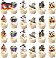 Dazzjoy 24 StüCk Halloween Tortendeko, 6 Motive, Cupcake Topper Muffin Deko