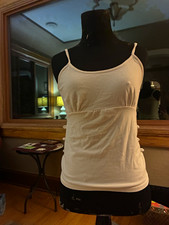 Brandy Melville White Solid Stretch Knit Camisole, Cotton, One Size