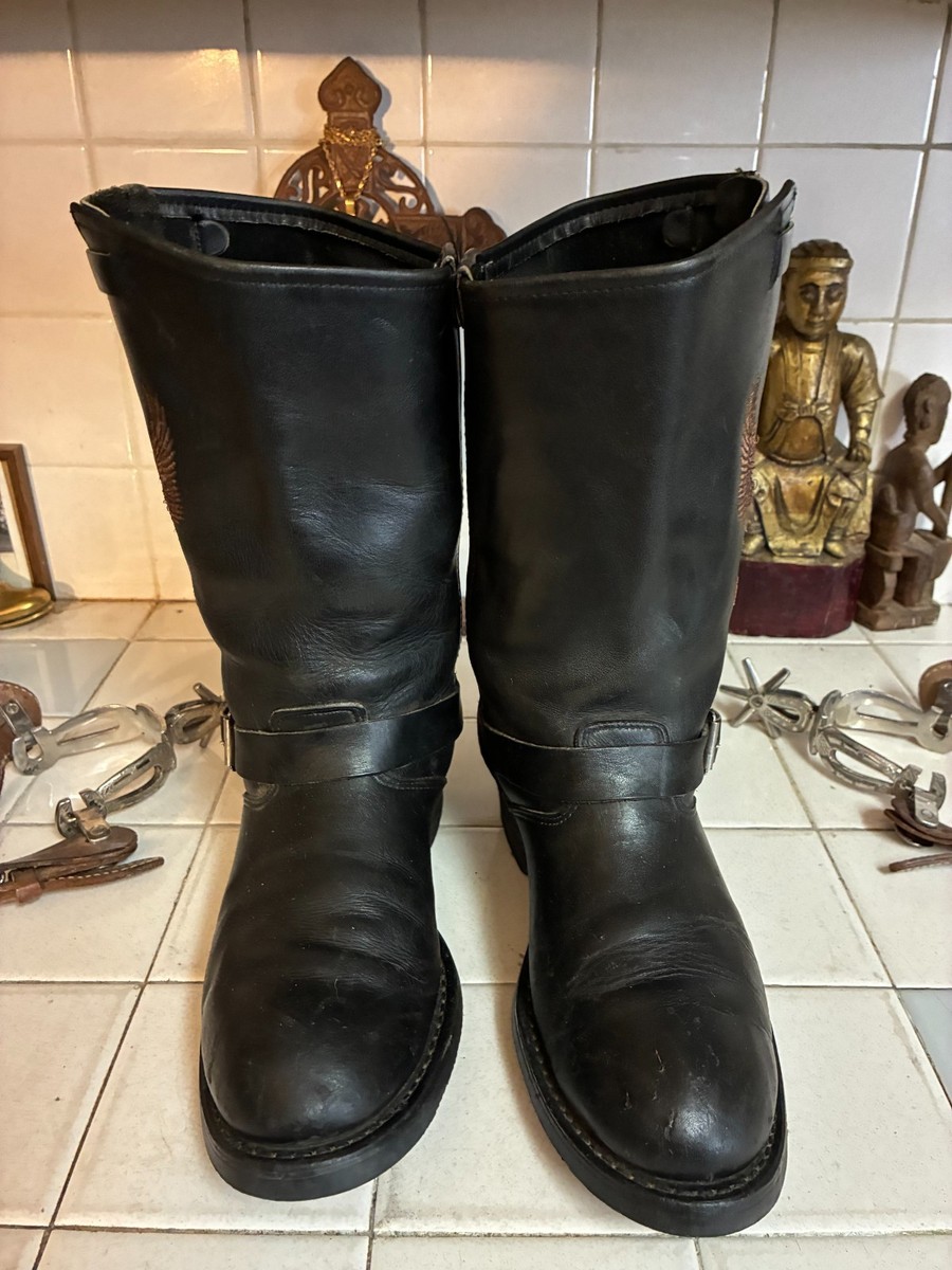 VTG Harley Davidson Eagle Engineer Motorcycle Boots Leather Black 12 Men Moto Gr VTG Harley Davidson Eagle Engineer Motorcycle Boots Leather  main image 3