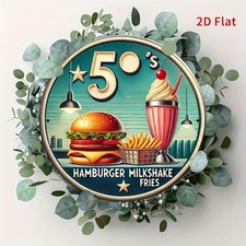 Tin Metal Signs Home D cor 8x8 Round Aluminum Wall Art Vintage Retro Diner