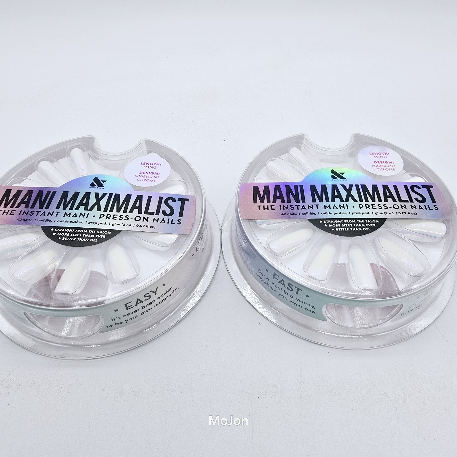 Lot Of 2 Olive June Instant Mani Maximalist Long Length Almond Iridescent Chrome