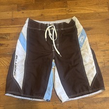 VTG Y2K Perfect Brown Light Blue Billabong Surf Board Shorts Rising Sun 30