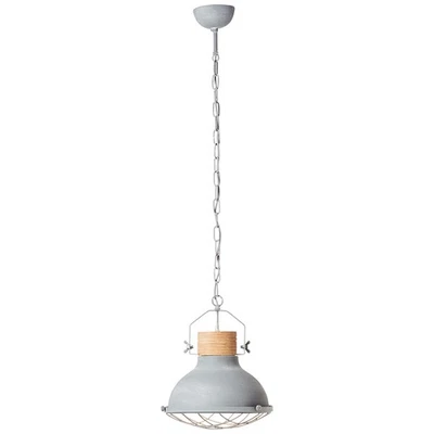 Brilliant Pendelleuchte Industrie Lampe Emma Grau Beton Holz Ø33cm E27 kürzbar - Bild 1 von 4