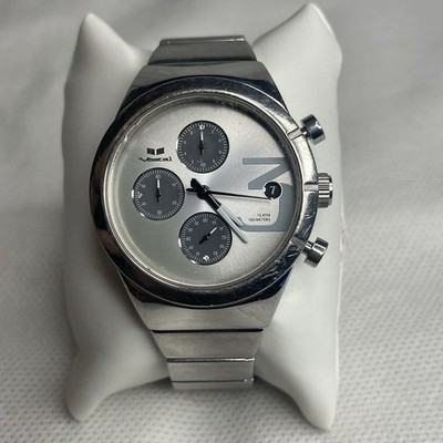 Vestal Madera V 9 Chronograph Date Watch Small 6  Wrist Chrome on Steel New Batt