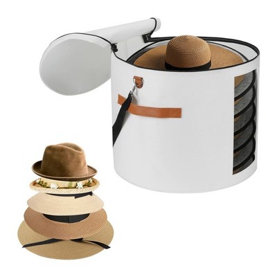 Large Hat Storage Box 19'' for Women and Men - Foldable 19'' x 17'', White 