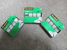 Lot of 3 3M Scotch Magic Tape w/Dispenser 4Pack, 3/4" x 300" 8.33 YD Per Roll