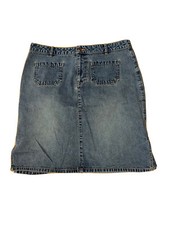 Old Navy Blue Jeans Wms MIDI Skirt Cotton Straight VTG Y2K Sz 35x 21 Sz 14/16