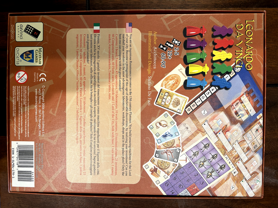 LEONARDO DA VINCI Board Game COMPLETE Mayfair Games English Edition 2006 OOP eBay