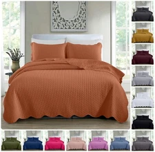 3 Piece Quilted Bedspread Luxury Bedding Set Coverlet Bed Throw + 2 Pillow Shams