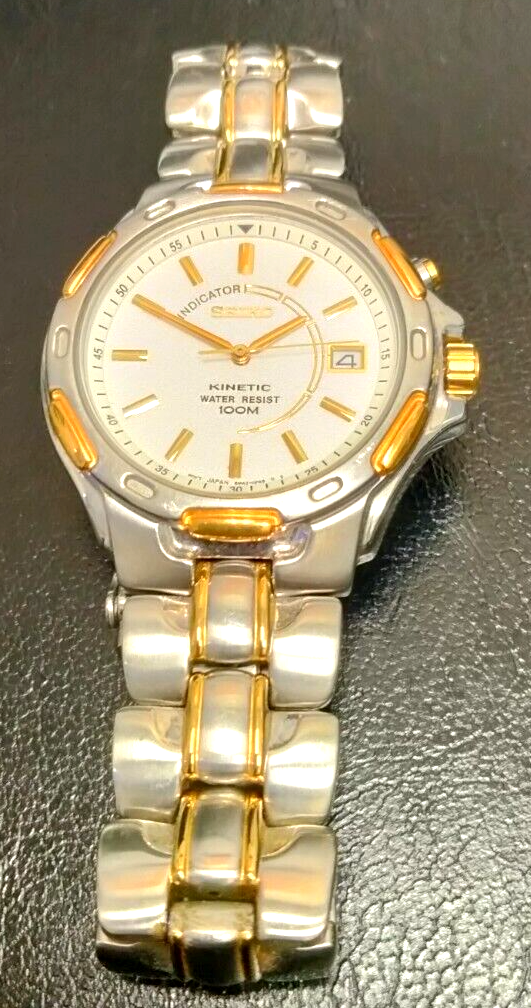 Seiko Indicator Kinetic WR 100m 5M42-OP68 Japan movt mens watch | eBay