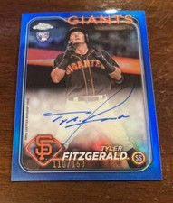 Tyler Fitzgerald 2024 Topps Chrome Rookie Auto #/150 Blue Refractor SF Giants