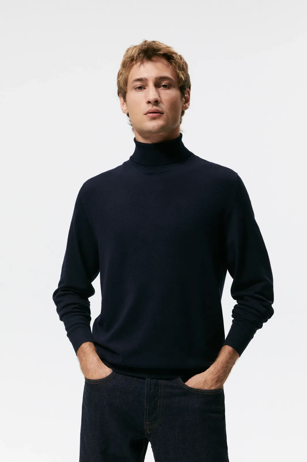 MEN ZARA ROLL NECK JUMPER SWEATER 