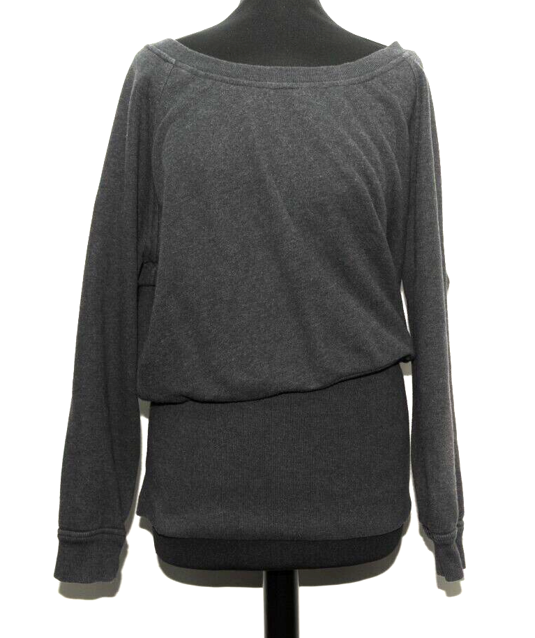 WOMENS RELAXED SWEATER JUMPER BOAT NECK, OVERSIZE, DARK GREY