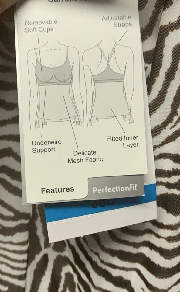 Camiseta Tankini Coco Reef Talla 36C Malla Actual Con Aros Marrón 36C Nueva Foto 4 de 4