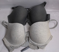 Aerie Sunnie 34D Gray Underwire Lightly Padded T-Shirt Lace Crossback Bras X 2