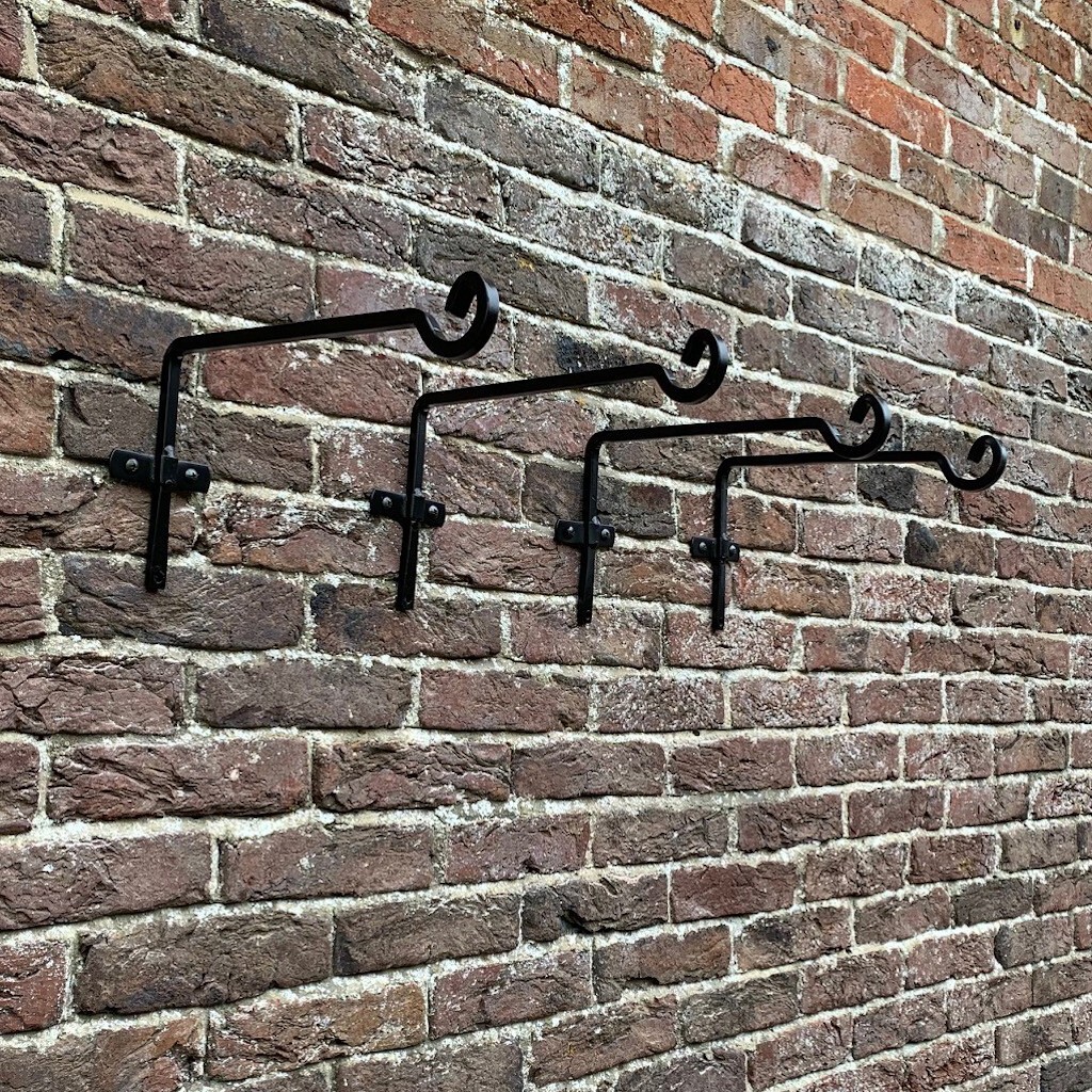 4 x Hanging Basket Brackets Metal Square Garden Wall Hooks Plant Hanger (29cm)