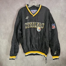 VTG Logo Athletic Proline NFL Pittsburgh Steelers Pullover Windbreaker Jacket L