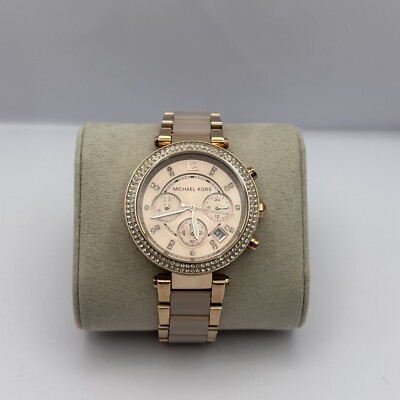 MICHAEL KORS DAMEN UHR MK5896 EDELSTAHL ROSEGOLD ARMBAND MIT GOLDENEM ZIFFERBLATT