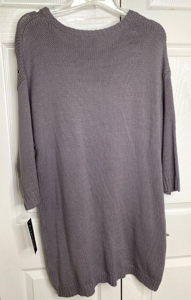 Nuevo con etiquetas Suéter túnica Elementz para mujer gris alto/bajo grueso tejido cuello redondo talla 2X Foto 2 de 4