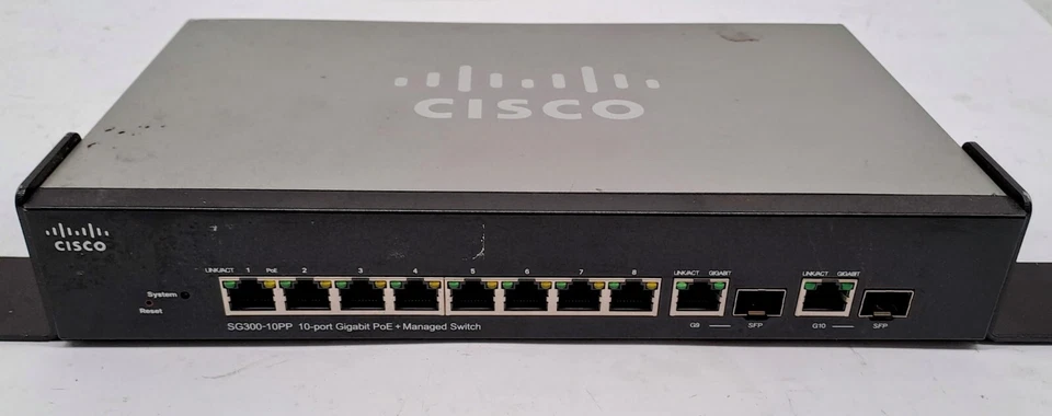 Conmutador de red Cisco SG300-10PP 10 puertos Gigabit Ethernet PoE+ Foto 2 de 4
