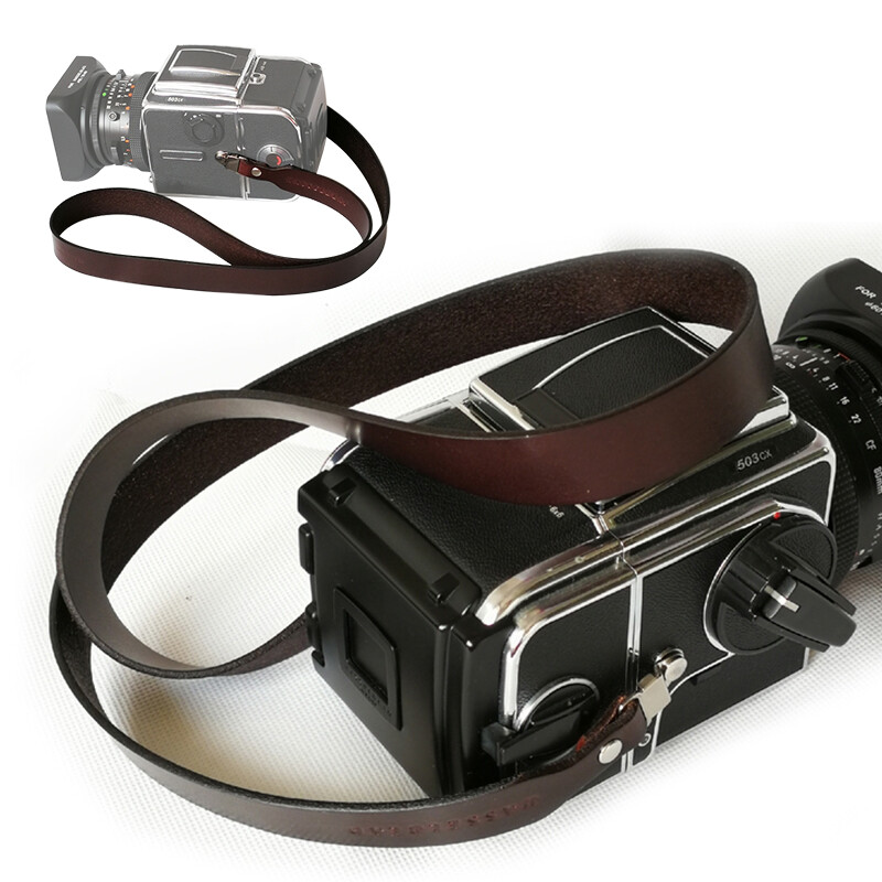 Camera Wide Leather Neck Strap With Lugs Coffee For Hasselblad 500cm 203 205 903