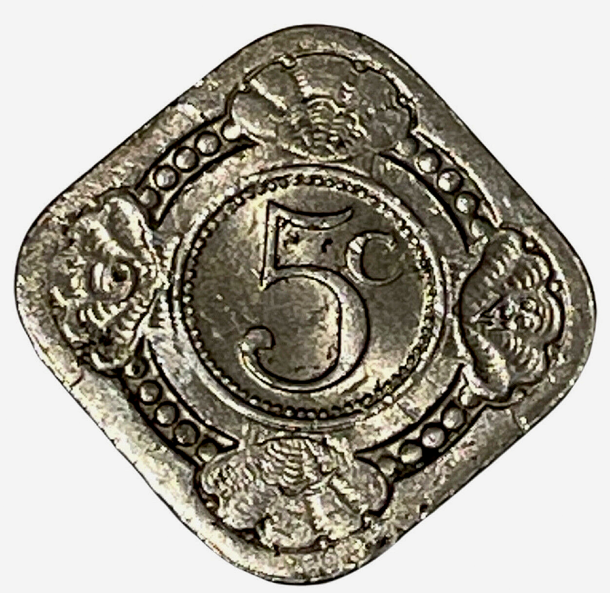 古銭約2.5kg 1948 Curacao Netherlands 5 Cents Dutch Square Coin One Year Type