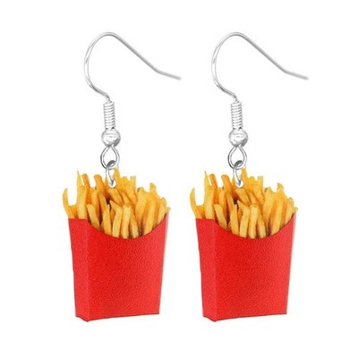 Cute Pizza Egg Bread Fries Hamburger Dangle Earrings Creative Funny Vivid F - 03