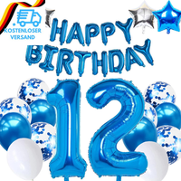 12. Geburtstagsdeko Junge, Luftballon 12. Geburtstag Blau, 12. Geburtstag Dekora
