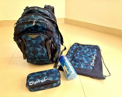 Satch Schulrucksack Set 4 tgl. Modell Match Blue Crash *top