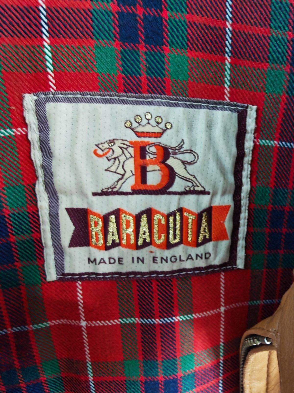 Baracuta G9 Harrington Leather Jacket Tan Brown Men's Size 38 Made in England image 5