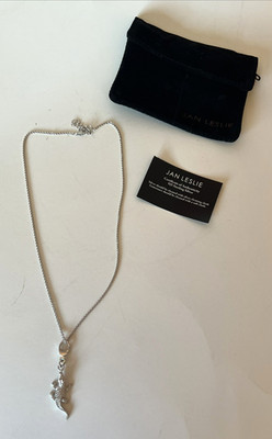 Jan Leslie Sterling Silver Alligator Cayman Necklace  With Black Velour Bag 925