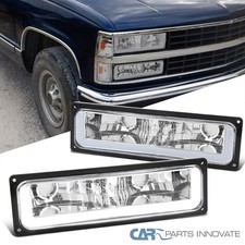 Fits 88-98 Chevy C10 Ck Silverado Bumper Lights Signal Lamps W Led Strip Tube