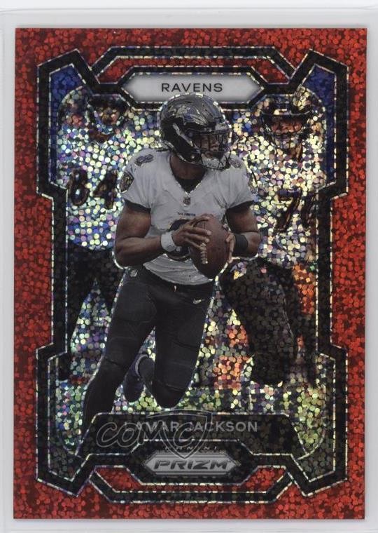 2023 Panini Prizm Red Sparkle Prizm Lamar Jackson #18