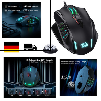Redragon M908 RGB Gaming Maus 12400 DPI 20 Tasten Programm