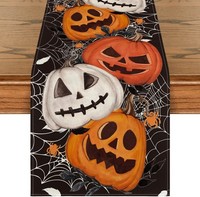 TischläUfer Halloween Schwarz KüRbisse Spinnennetz 40X240 Cm Deko
