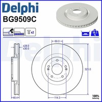 2X Bremsscheibe Delphi BG9509C 2 Bremsscheiben Vorderachse Vorne