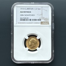 Great Britain 1914 - ½ Sovereign - King George V - .9167 Gold - Slabbed By NGC
