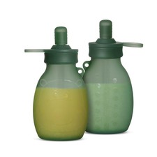 haakaa Hippo Wide Opening Silicone Goody Pouch 9oz/260ml 2-Pack, Pea Green